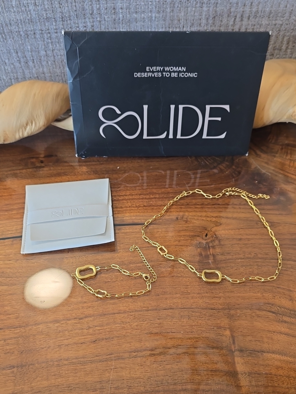 Solid Gold-Tone Link Necklace and Bracelet Set